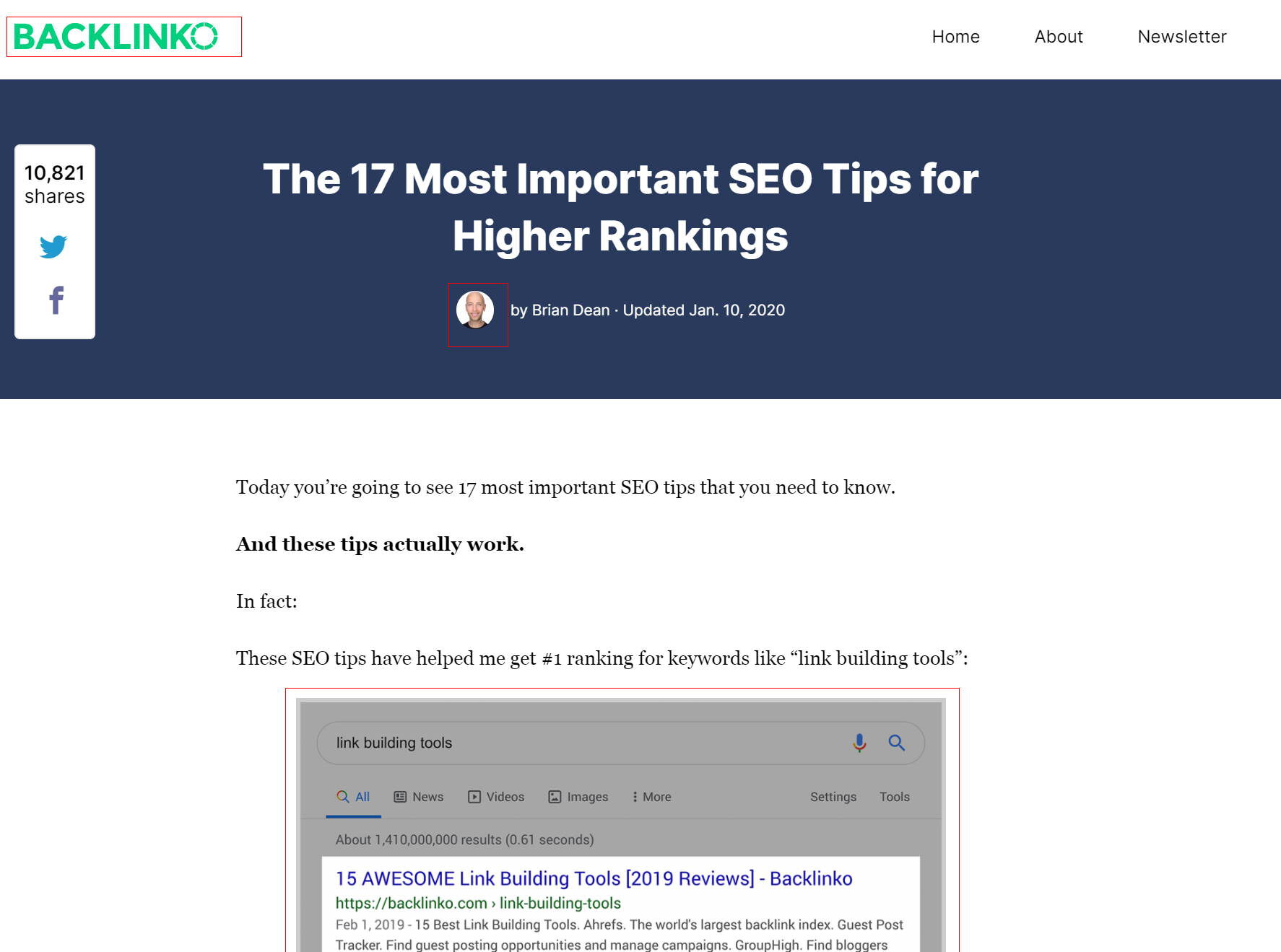 Backlinko Above the Fold Images