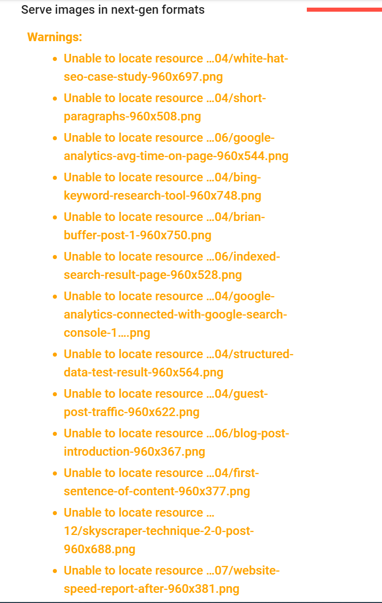 Backlinko Page Speed Warnings