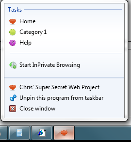 IE 9 Jumplist