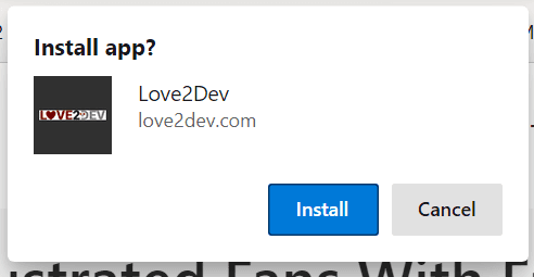 Edge Chromium PWA Install Prompt