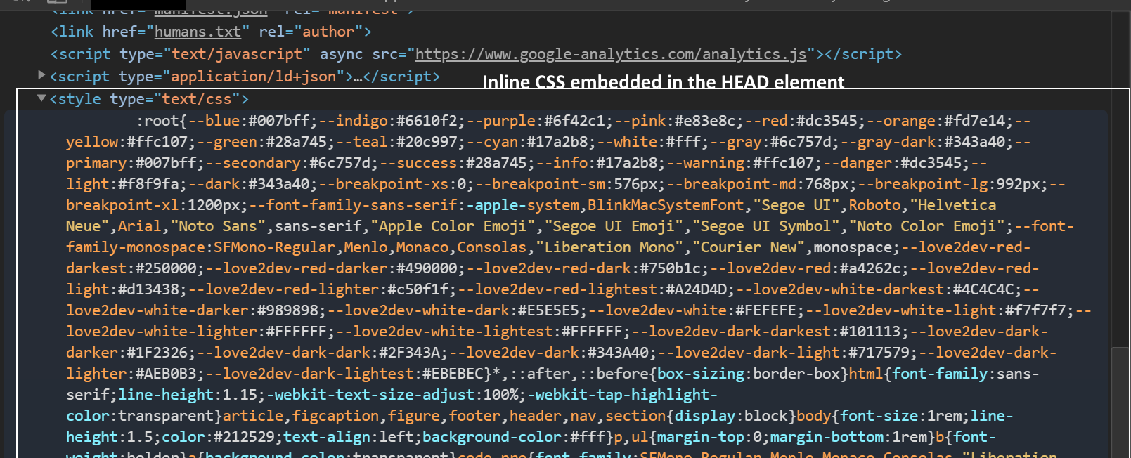 Example Inlined CSS
