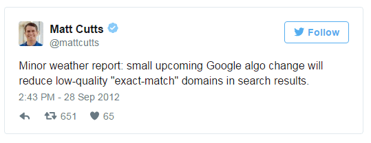 Matt Cutts Demoting Exact Match Domains