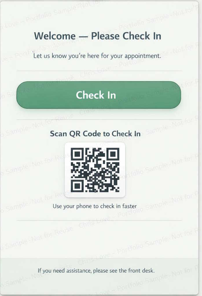 Office digital check-in kiosk interface preview