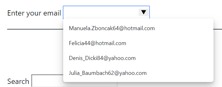 Datalist Email Selection