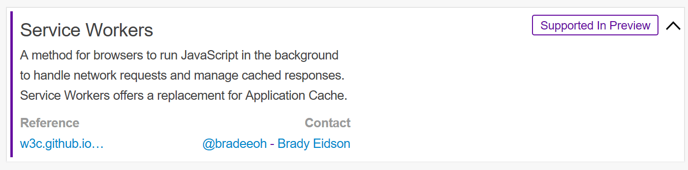 webkit service worker status preview